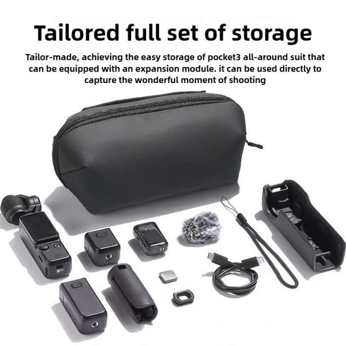 For DJI OSMO Pocket 3 Portable Carrying Case Body Storage Bag with Strap (Black)