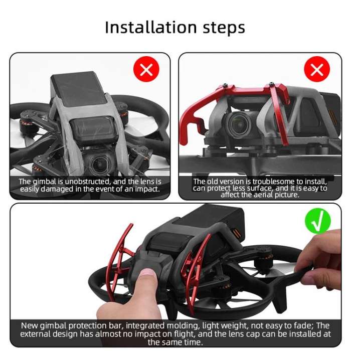 For DJI Avata BRDRC Gimbal Lens Anti-collision Aluminum Alloy Guard Bumper (Red)