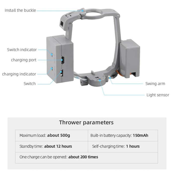For DJI Mavic Air 2 / Air 2S BRDRC Air-Dropping System Thrower Parabolic (Grey)