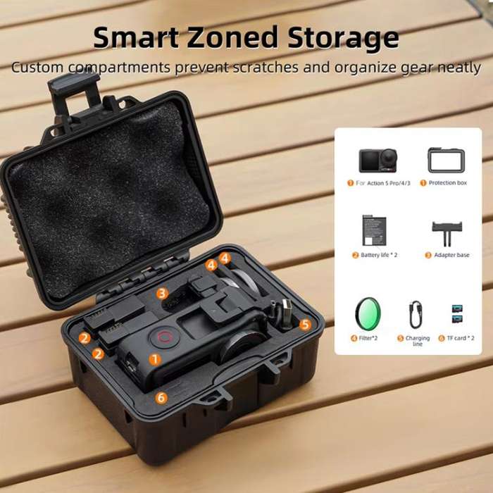 For DJI OSMO Action 5 Pro / 4 / 3 Camera Hard Storage Box Bag Protective Case (Black)