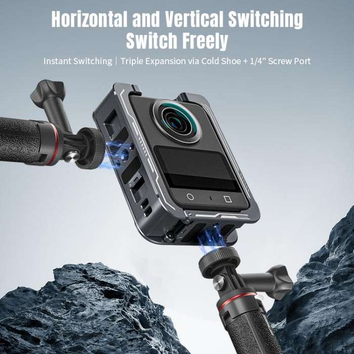 For DJI Osmo 360 STARTRC Metal Cage Frame with Cold Shoe (Grey)