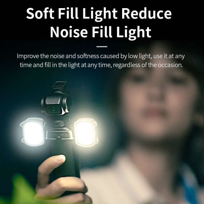 For DJI Pocket 3 STARTRC Cat-ears Magnetic Fill Light  with Holder Clip Kit (Grey)