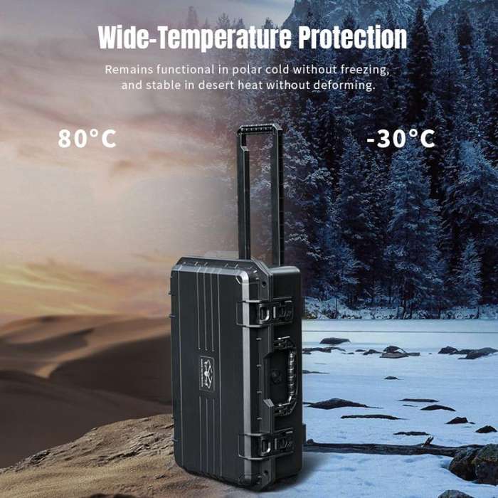 Portable Box Sealed Waterproof Trolley Suitcase For DJI Mavic 4 Pro / Mavic 3 / Air 3 (Black)