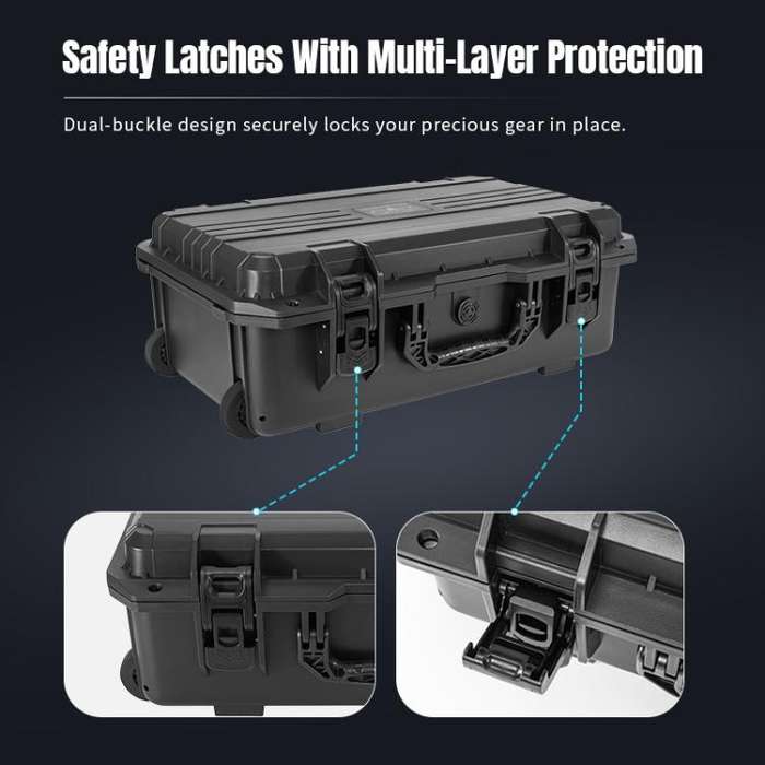 Portable Box Sealed Waterproof Trolley Suitcase For DJI Mavic 4 Pro / Mavic 3 / Air 3 (Black)