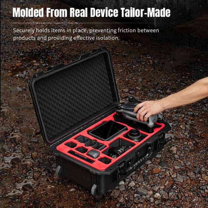 Portable Box Sealed Waterproof Trolley Suitcase For DJI Mavic 4 Pro / Mavic 3 / Air 3 (Black)