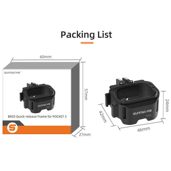For DJI OSMO Pocket 3 Sunnylife Quick Release Adapter Mount Frame Two-Way Adapter Expansion Selfi...