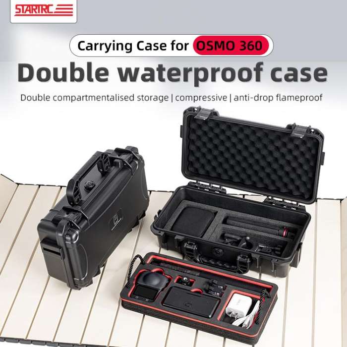 For DJI Osmo 360 STARTRC Waterproof EVA ABS Dual-layer Suitcase Storage Box (Black)