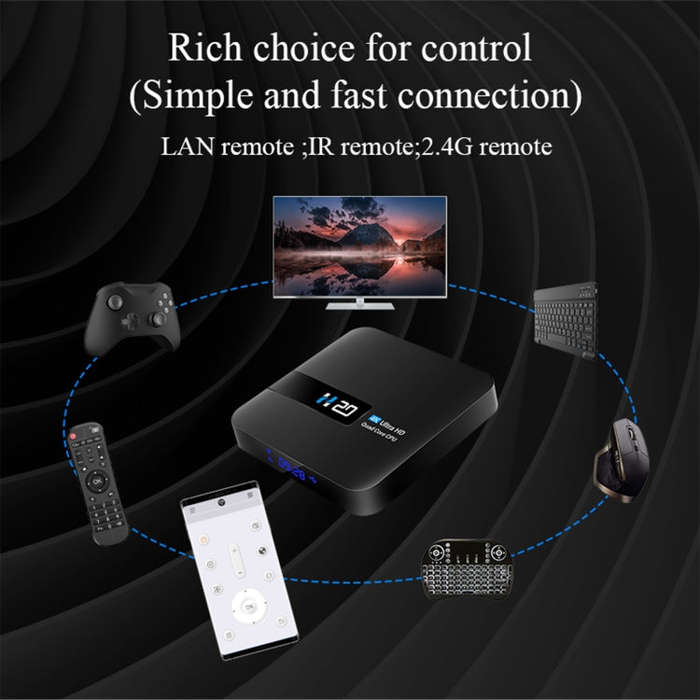 H20 4K Smart TV BOX Android 10.0 Media Player with Remote Control, Quad Core RK3228A, RAM: 1GB, R...