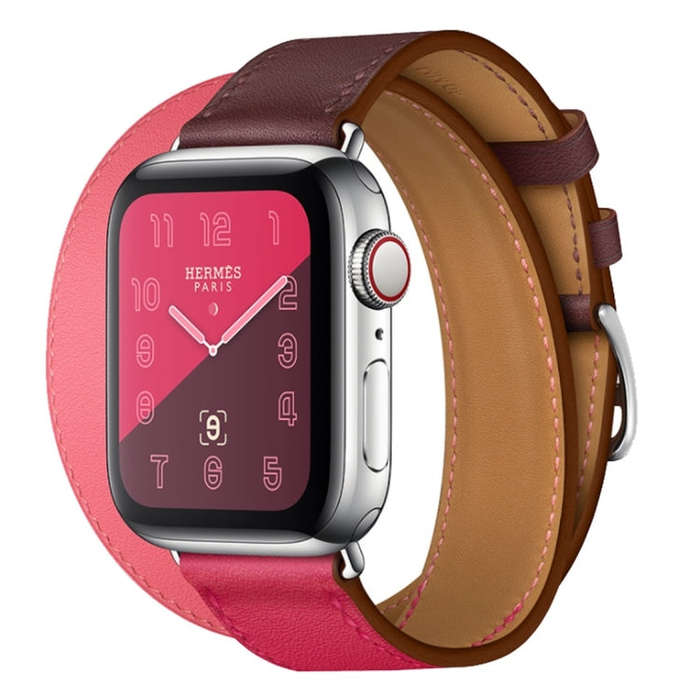 Two Color Double Loop Leather Wrist Strap Watch Band for Apple Watch Series 3 & 2 & 1 42mm, Color...