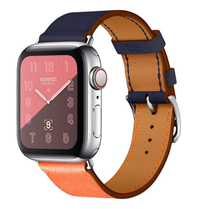 Two Color Single Loop Leather Wrist Strap Watch Band for Apple Watch Series 3 & 2 & 1 42mm, Color...