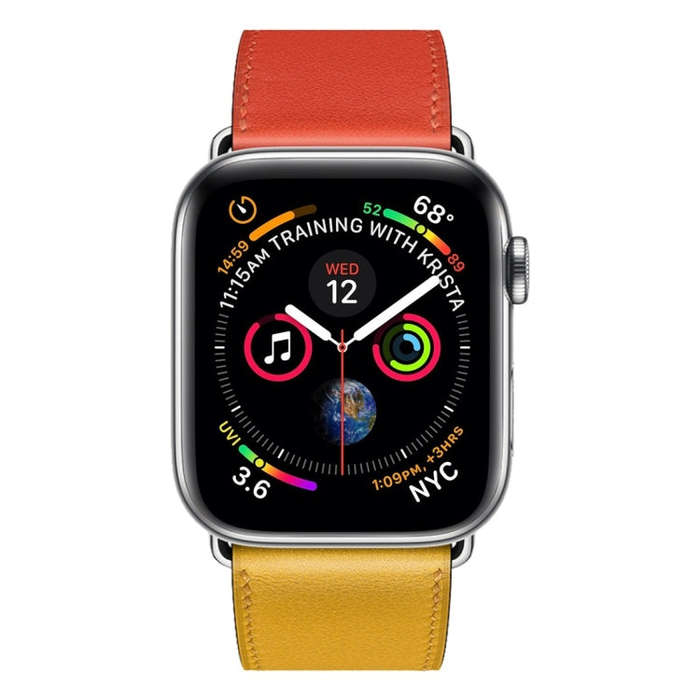 Two Color Single Loop Leather Wrist Strap Watch Band for Apple Watch Series 3 & 2 & 1 38mm, Color...
