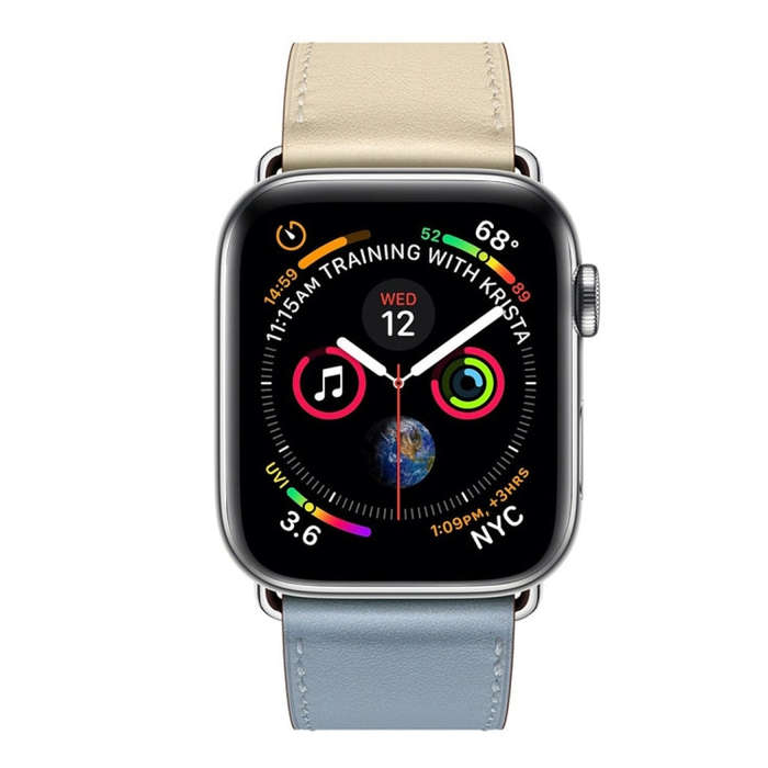 Two Color Single Loop Leather Wrist Strap Watch Band for Apple Watch Series 3 & 2 & 1 38mm, Color...