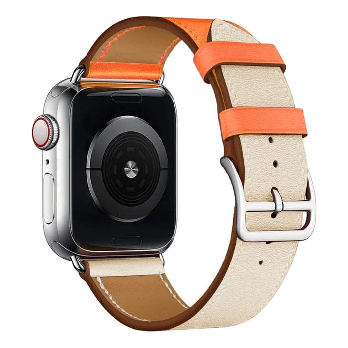 Two Color Single Loop Leather Wrist Strap Watch Band for Apple Watch Series 3 & 2 & 1 42mm, Color...