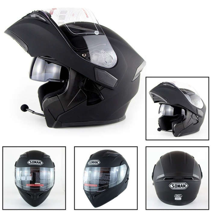Soman 955 Skyeye Motorcycle Full / Open Face Bluetooth Helmet Headset Full Face, Supports Answer ...