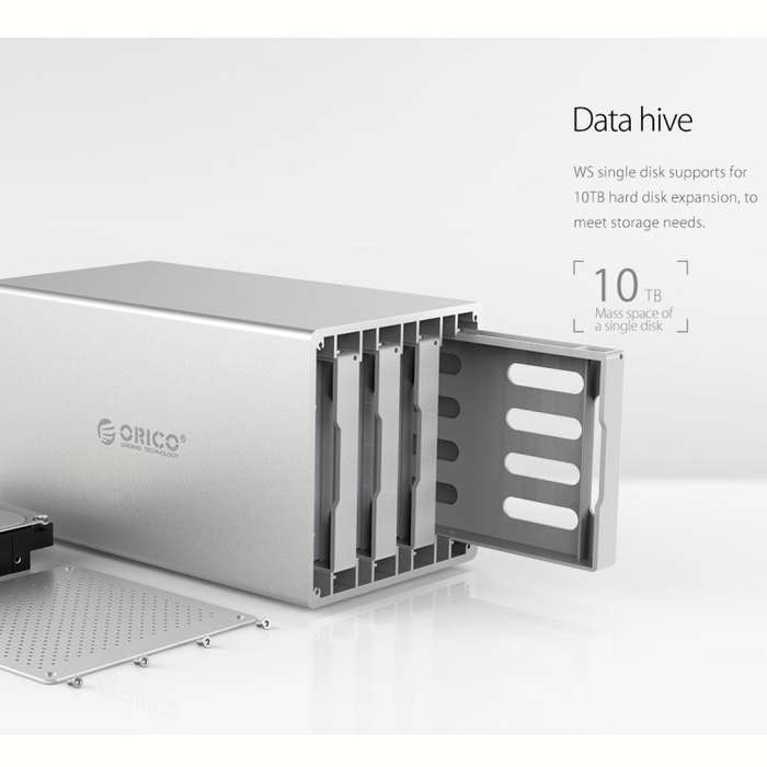 ORICO Honeycomb Series WS400C3 SATA 3.5 inch USB-C / Type-C 4 Bays Aluminum Alloy HDD / SSD Enclo...