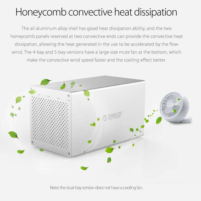 ORICO Honeycomb Series WS500RU3 SATA 3.5 inch USB 3.0 5 Bays Aluminum Alloy HDD / SSD Enclosure w...