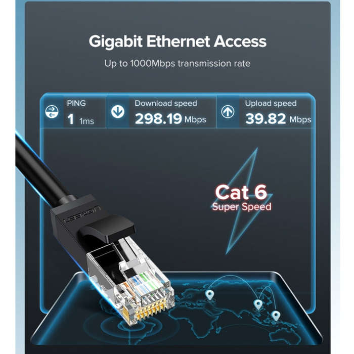 UGREEN NW102 Cat6 RJ45 Household Gigabit Twisted Pair Round Ethernet Cable, Length:3m