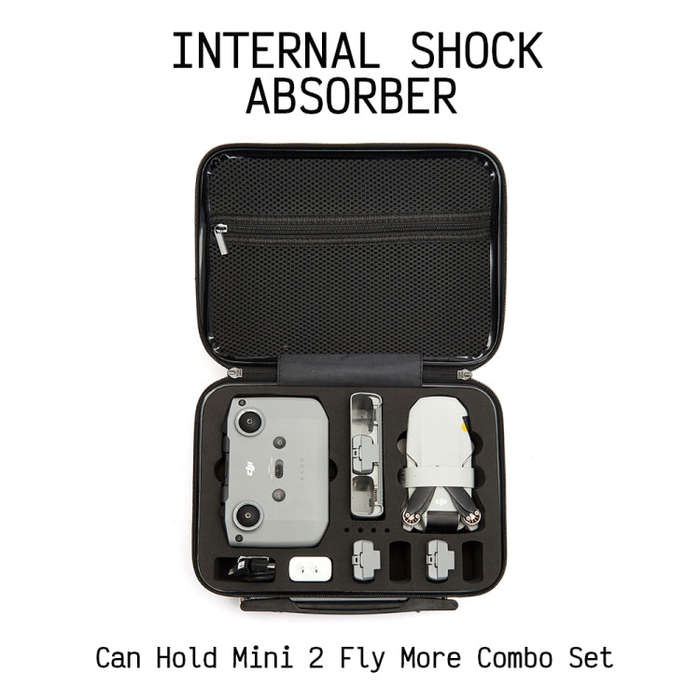 ls-S004 Portable Waterproof Drone Handbag Storage Bag for DJI Mavic Mini 2(Black + Black Liner)