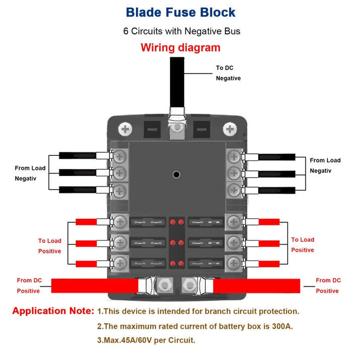 CS-1222A1 High Current Independent Positive and Negative 6-way LED Indicator Plug Fuse Box