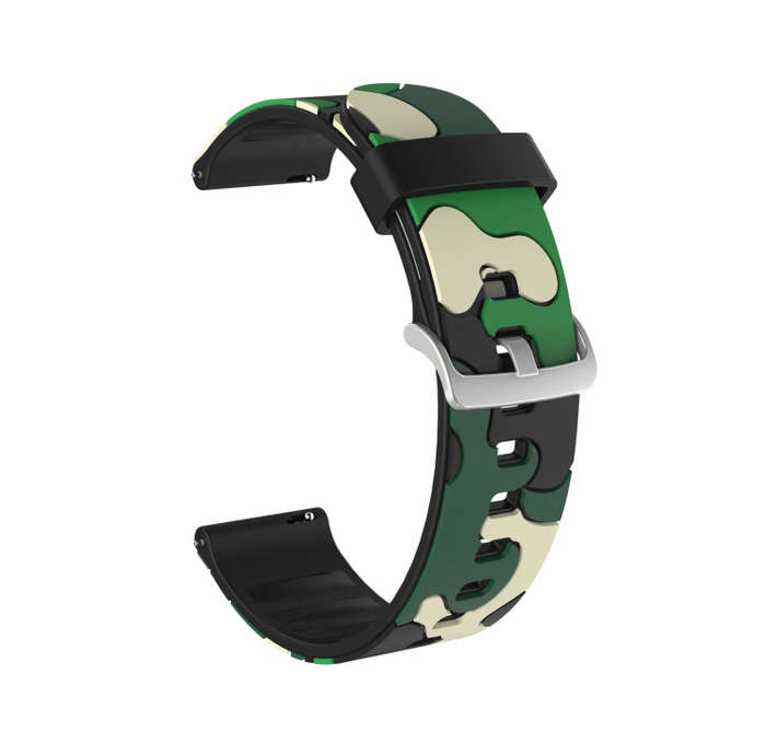 20mm For Amazfit GTR 42mm Camouflage Silicone  Watch Band with Silver Buckle(4)