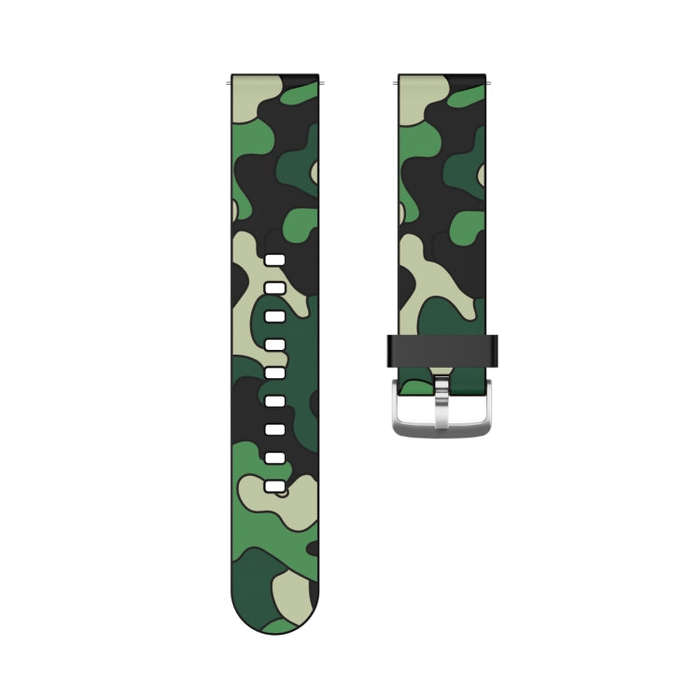 20mm For Amazfit GTR 42mm Camouflage Silicone  Watch Band with Silver Buckle(4)