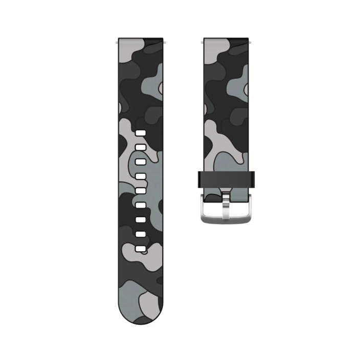 20mm For Amazfit GTR 42mm Camouflage Silicone  Watch Band with Silver Buckle(5)