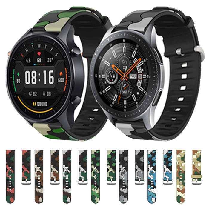 20mm For Fossil Gen 5 Carlyle / Julianna / Garrett / Carlyle HR Camouflage Silicone  Watch Band w...