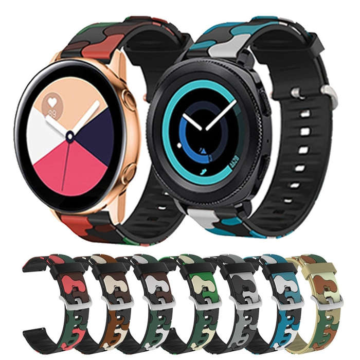 20mm For Fossil Mens Sport Camouflage Silicone  Watch Band with Silver Buckle(5)