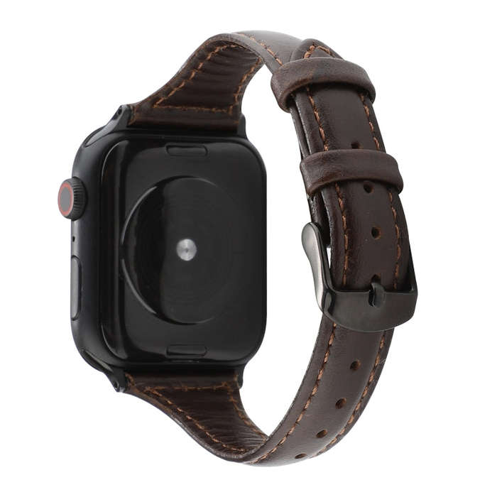 For Apple Watch Series 9&8&7 41mm / SE 3&SE 2&6&SE&5&4 40mm / 3&2&1 38mm Crazy Horse Texture Genu...