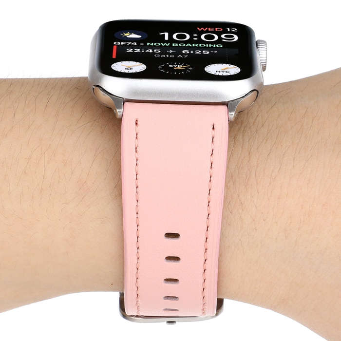 For Apple Watch Series 7 41mm / 6 & SE & 5 & 4 40mm / 3 & 2 & 1 38mm Modern Style Buckle Genuine ...