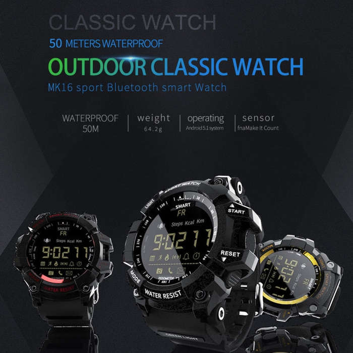 Lokmat MK16 LCD Screen 50m Waterproof Smart Watch, Support Information Reminder / Remote Camera /...