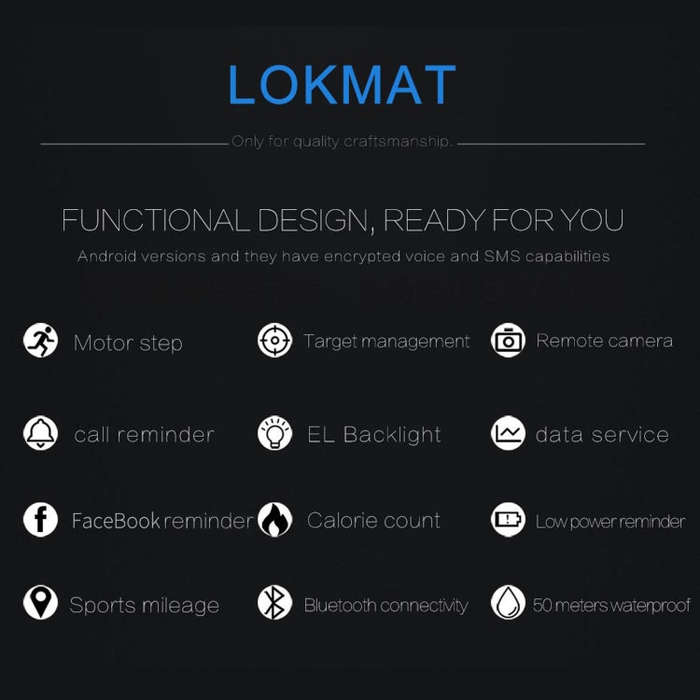 Lokmat MK16 LCD Screen 50m Waterproof Smart Watch, Support Information Reminder / Remote Camera /...