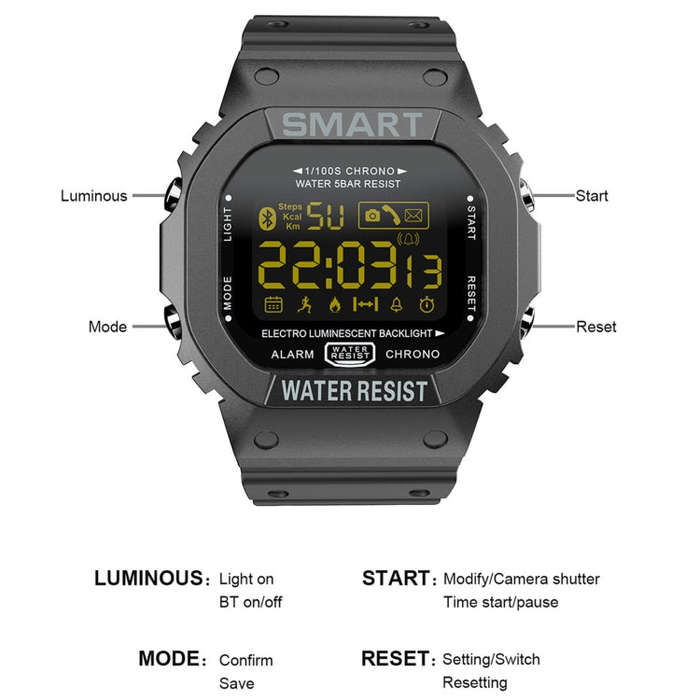 Lokmat MK22 1.21 inch FSTN LCD Screen 50m Waterproof Smart Watch, Support Information Reminder / ...