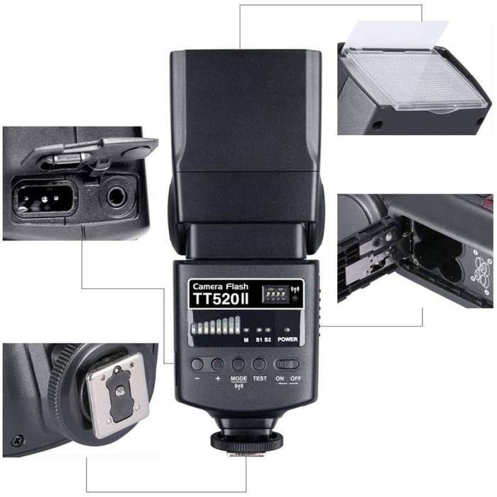 Godox TT520II 433MHZ Wireless 1/300s-1/2000s HSS Flash Speedlite Camera Top Fill Light for Canon ...