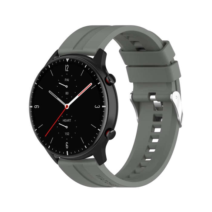 For Amazfit GTR 2e / GTR 2 22mm Silicone Watch Band with Silver Buckle(Grey)