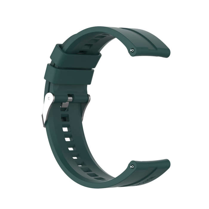 For Amazfit GTR 2e / GTR 2 22mm Silicone Watch Band with Silver Buckle(Dark Green)