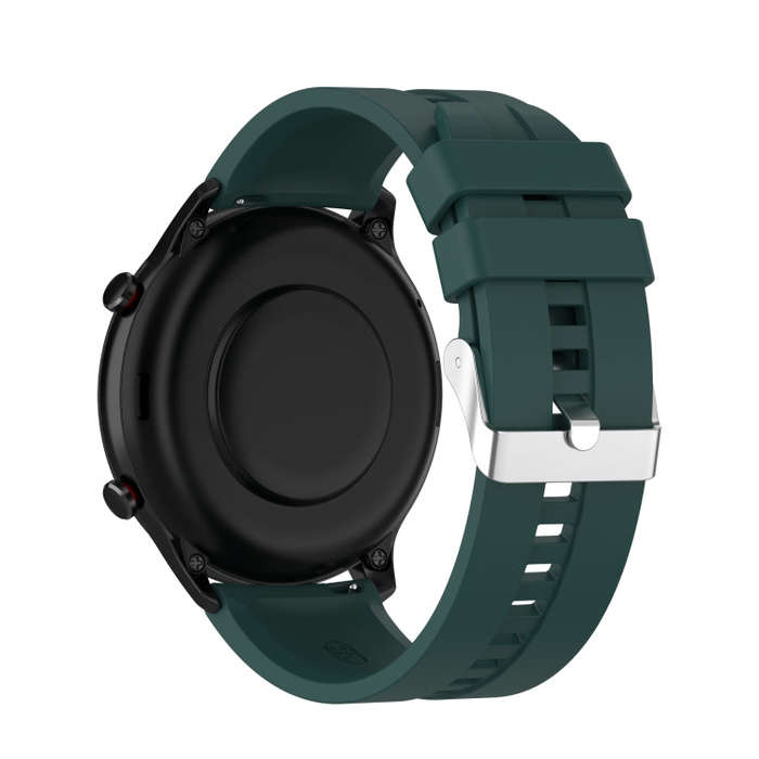 For Amazfit GTR 2e / GTR 2 22mm Silicone Watch Band with Silver Buckle(Dark Green)