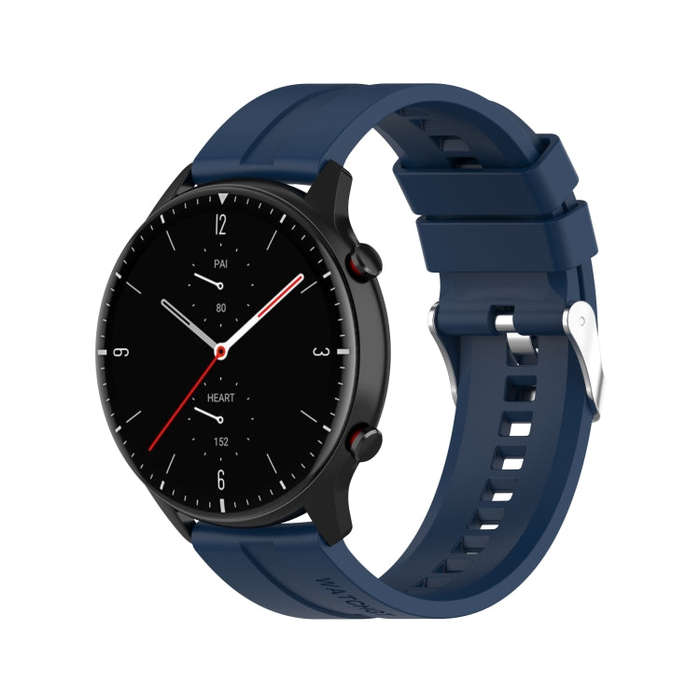 For Amazfit GTR 2e / GTR 2 22mm Silicone Watch Band with Silver Buckle(Dark Blue)