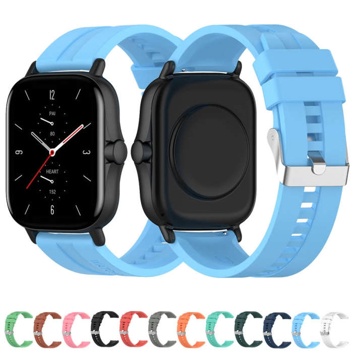 For Amazfit GTR 2e / GTR 2 22mm Silicone Watch Band with Silver Buckle(Sky Blue)