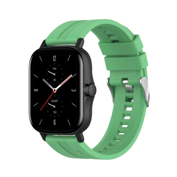 For Amazfit GTS 2e / GTS 2 20mm Silicone Watch Band with Silver Buckle(Mint Green)