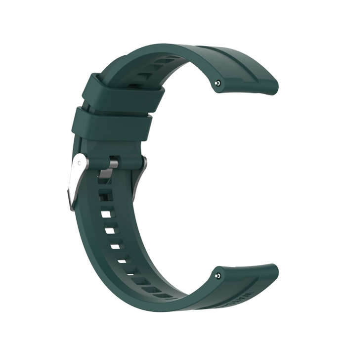 For Amazfit GTS 2e / GTS 2 20mm Silicone Watch Band with Silver Buckle(Dark Green)