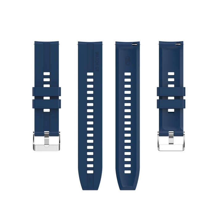 For Amazfit GTS 2e / GTS 2 20mm Silicone Watch Band with Silver Buckle(Dark Blue)