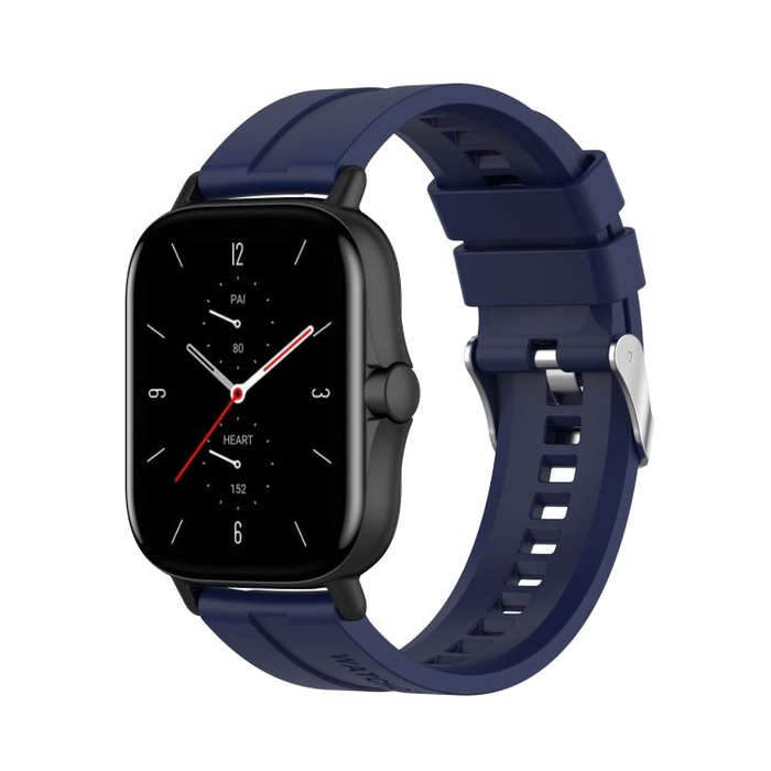For Amazfit GTS 2e / GTS 2 20mm Silicone Watch Band with Silver Buckle(Midnight Blue)