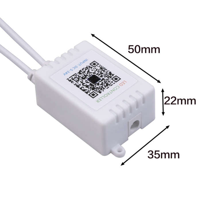 JH-RGB02 DC5.5x2.1mm Interface Bluetooth LED RGB Controller with 24 Keys Remote Controller(White)
