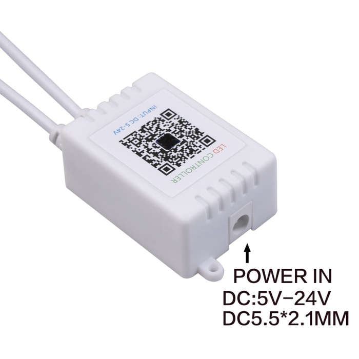 JH-RGB02 DC5.5x2.1mm Interface Bluetooth LED RGB Controller with 24 Keys Remote Controller(White)
