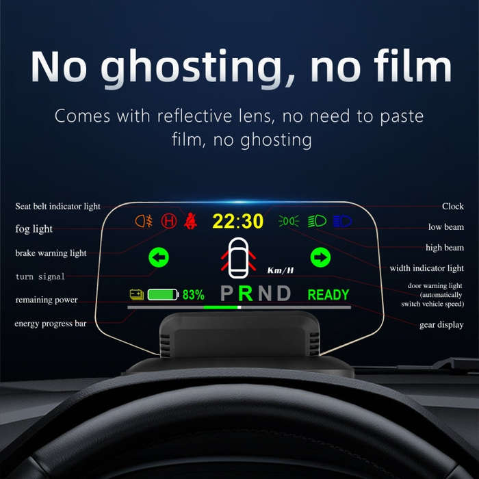 T1 5.1 inch Car HUD Head-up Display Overspeed Alarm / Remaining Battery Percentage Display for Te...