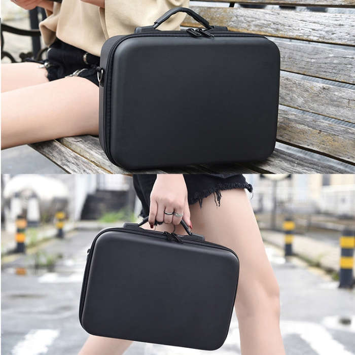 Portable Single Shoulder Storage Travel Carrying PU Cover Case Box for DJI Air 2S(Black + Black L...