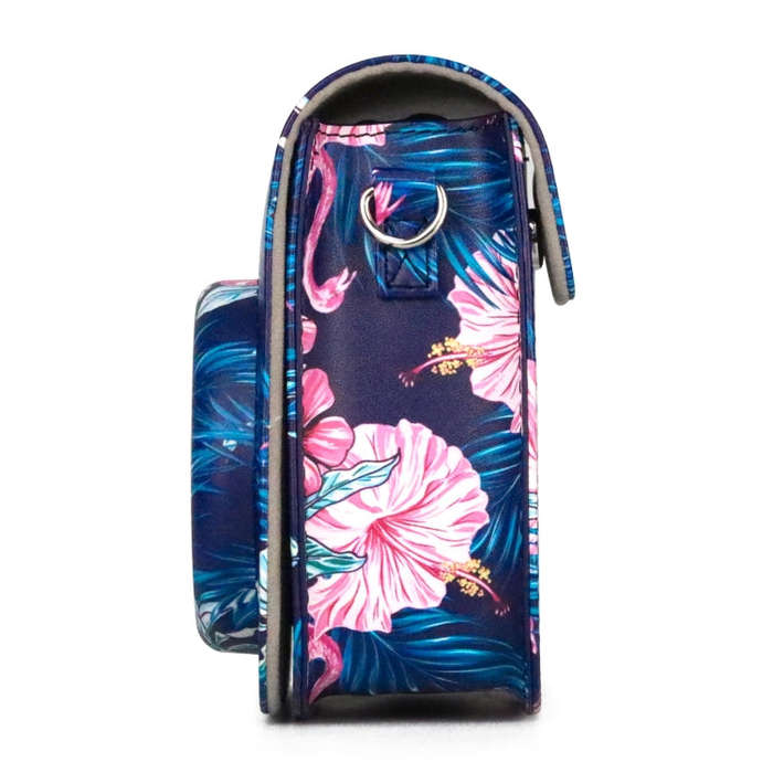 Flamingo Pattern Camera Bag with Shoulder Strap for Fujifilm Instax mini 11(Black Background)