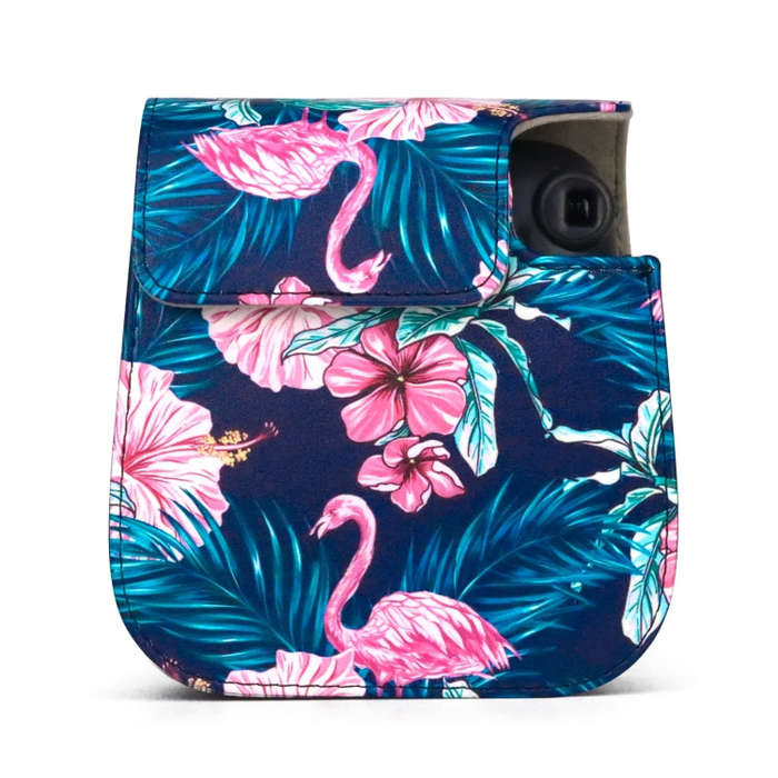 Flamingo Pattern Camera Bag with Shoulder Strap for Fujifilm Instax mini 11(Black Background)