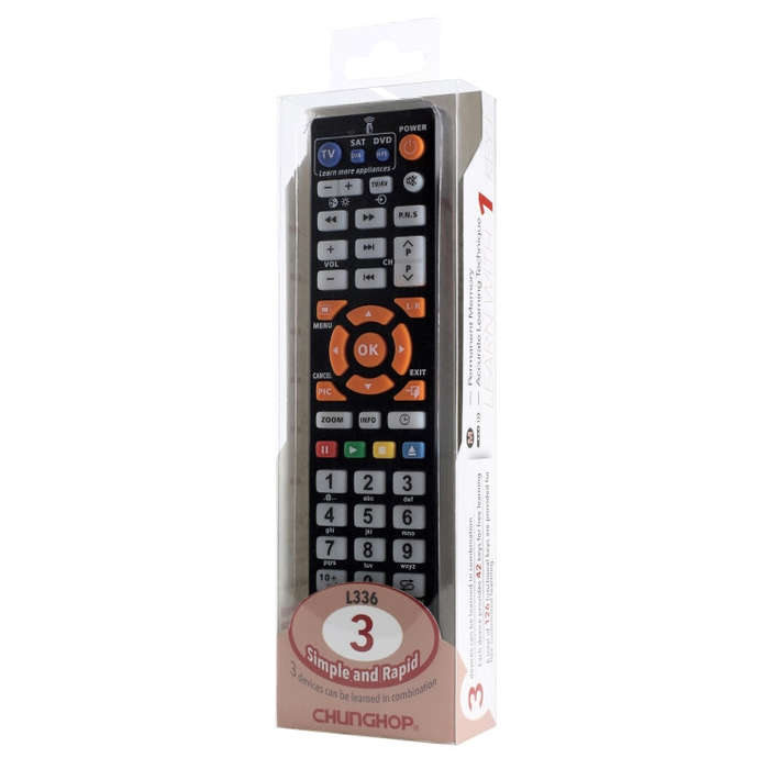 CHUNGHOP L336 Universal Smart Learning Remote Controller for TV / CBL / DVD(Black)